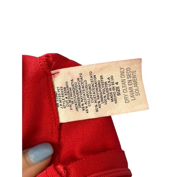 Y2K J.R. Nites Bright Red Fit & Flare Dress Size Women's Size 4 Made in the USA - Picture 6 of 7